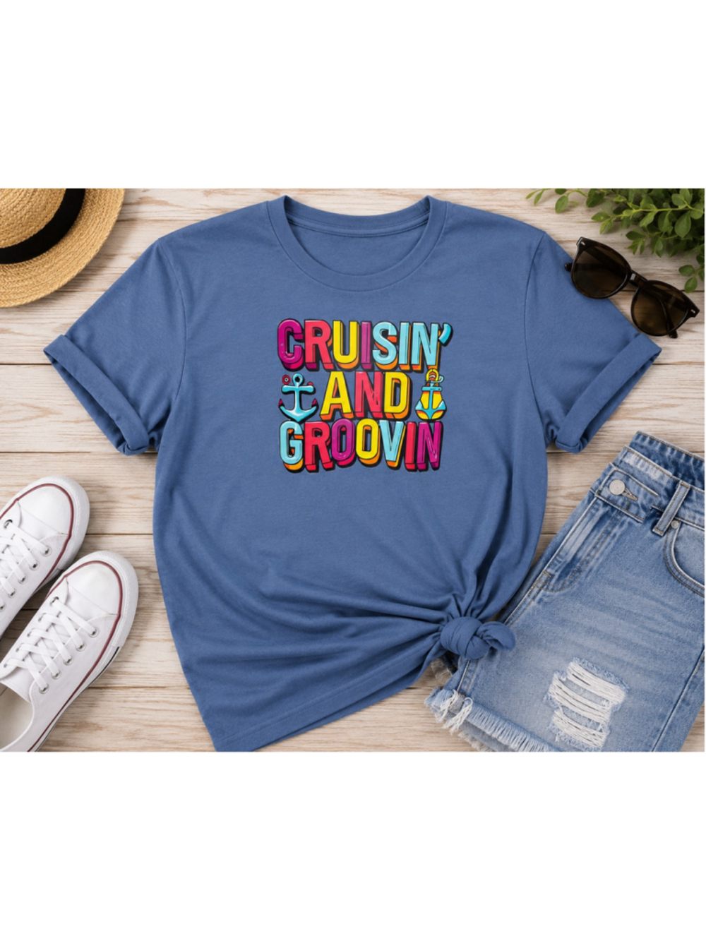New Cruise Travel Nautical Beach Graphic Women Blue Pink Yellow Tee Shirt XL